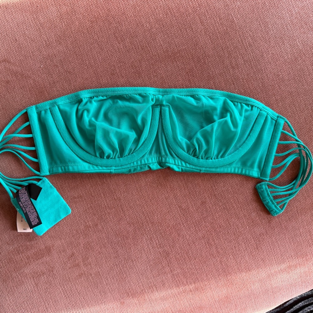 Victoria’s Secret Turquoise Bandeau Unlined Bra/Bikini Top with Strappy Sides